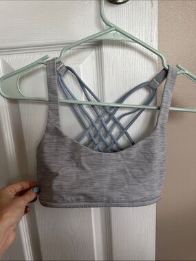 lululemon athletica Heathered Light Gray Strappy Sports Bra